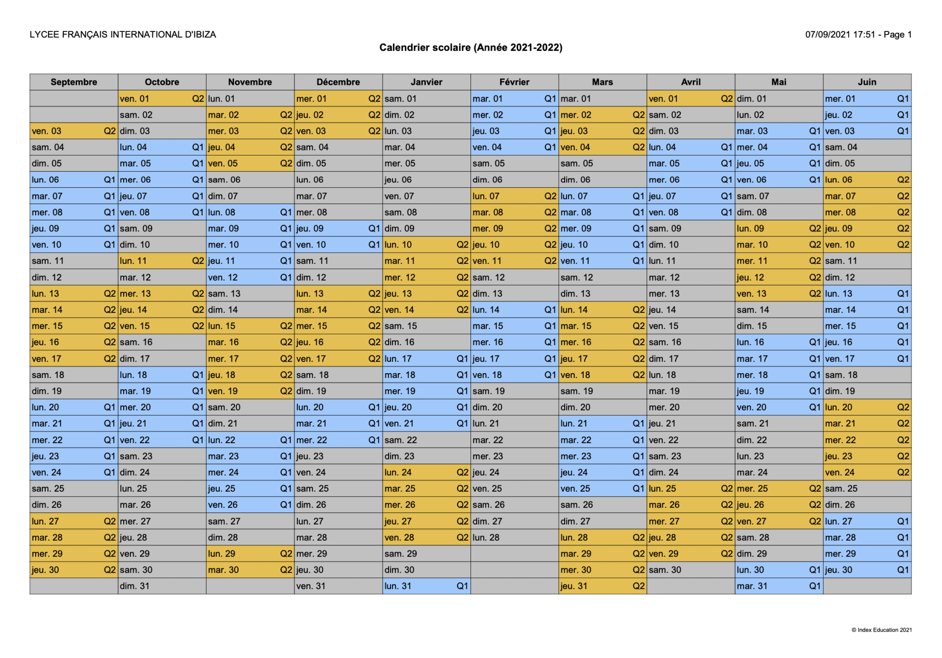 Calendrier Vacances Espagne 2023 Calendrier Scolaire - Lycée Français International D'ibiza